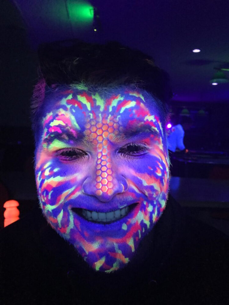 Having fun with Glowing Face Paint